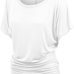 71z3kpMAYsL._AC_UY879_t.png MBJ Women's Solid Short Sleeve Boat Neck V